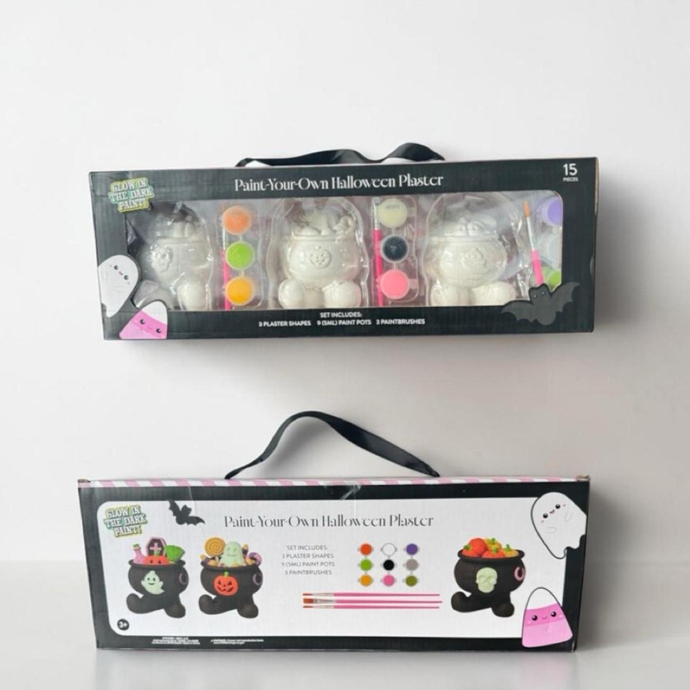 Halloween Paint Your Own Plaster Kit 15pc Glow in the Dark Kids Craft Set